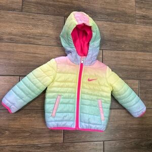 Nike Infant Girls Ombre Full-Zip Hooded Puffer Jacket Rainbow Size 12 Months